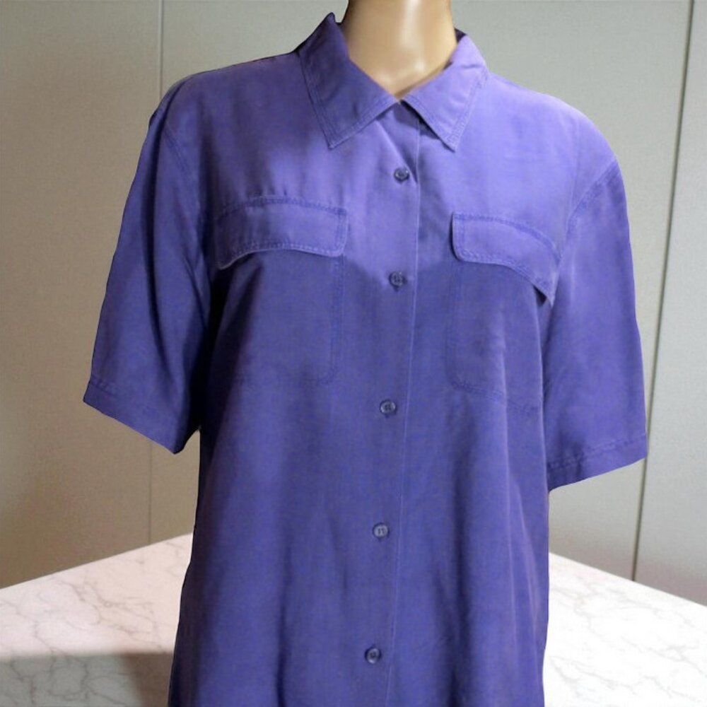 Purple Silk Button Up Shirt